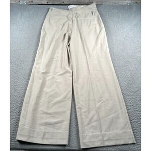 MNG Mango Pants Womens 10 Beige Dress Straight Baggy Stretch Preppy Business NWT